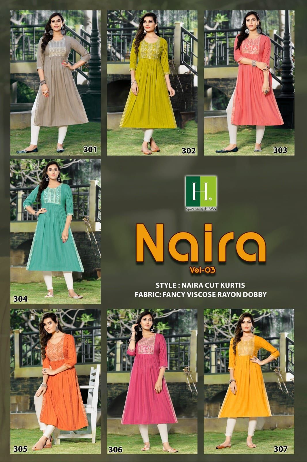 Naira Vol 3 By Hirwa Rayon Kurtis Catalog
